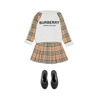 Sweat-shirt en coton avec logo et Vintage check - White Melange