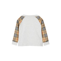 Sweat-shirt en coton avec logo et Vintage check - White Melange