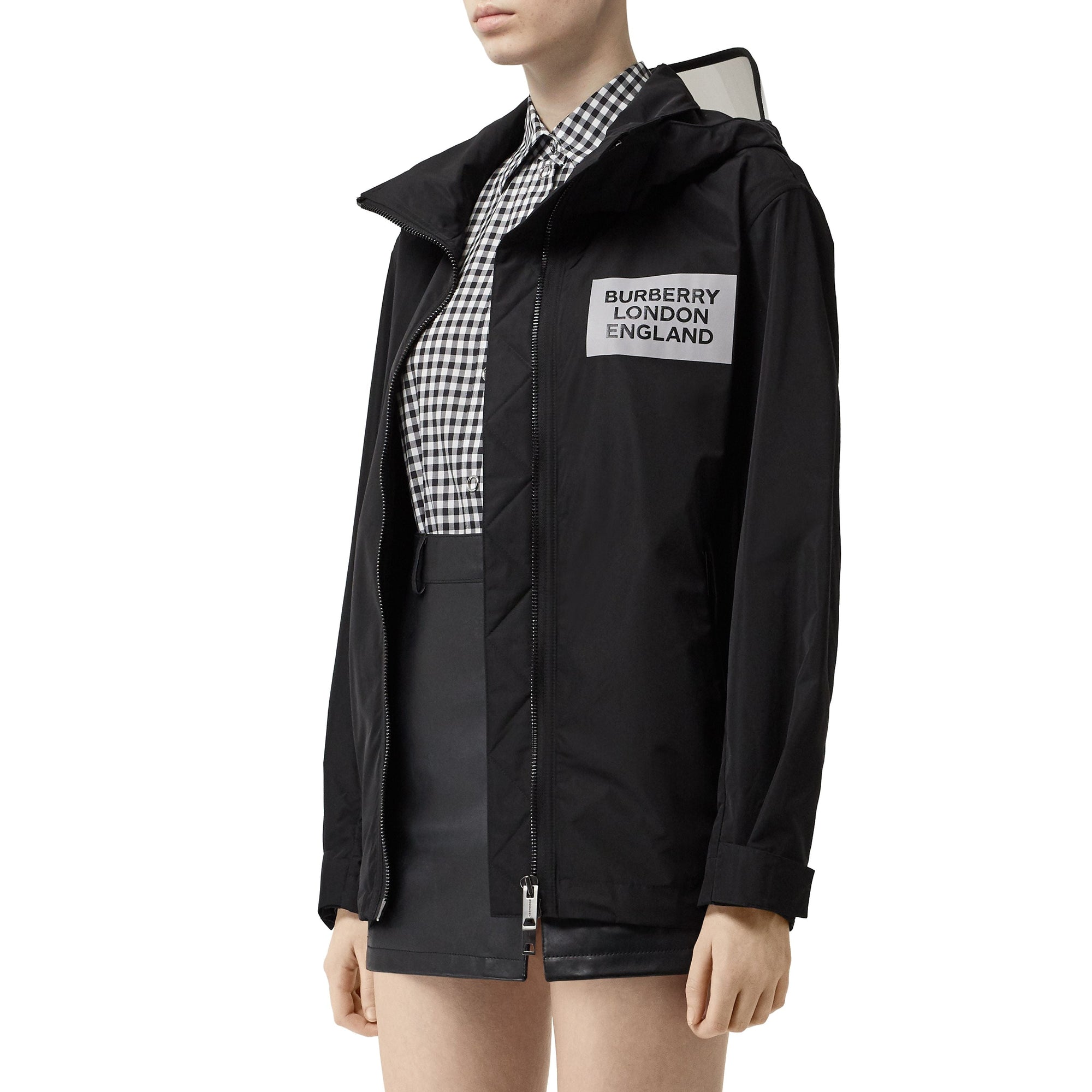 Veste en taffetas à mémoire de forme avec capuche amovible - Black