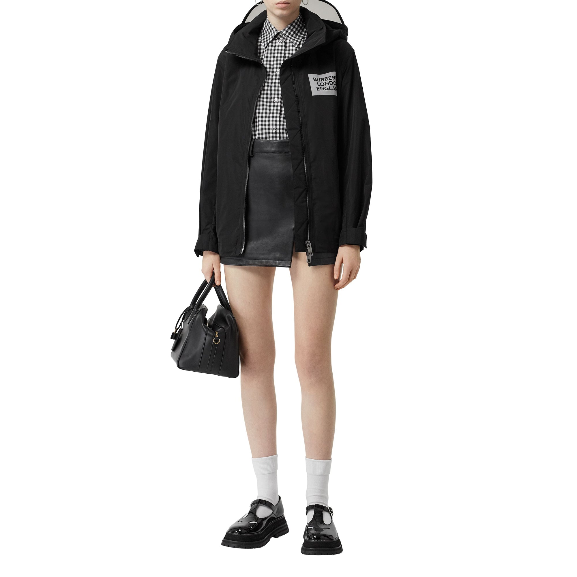 Veste en taffetas à mémoire de forme avec capuche amovible - Black
