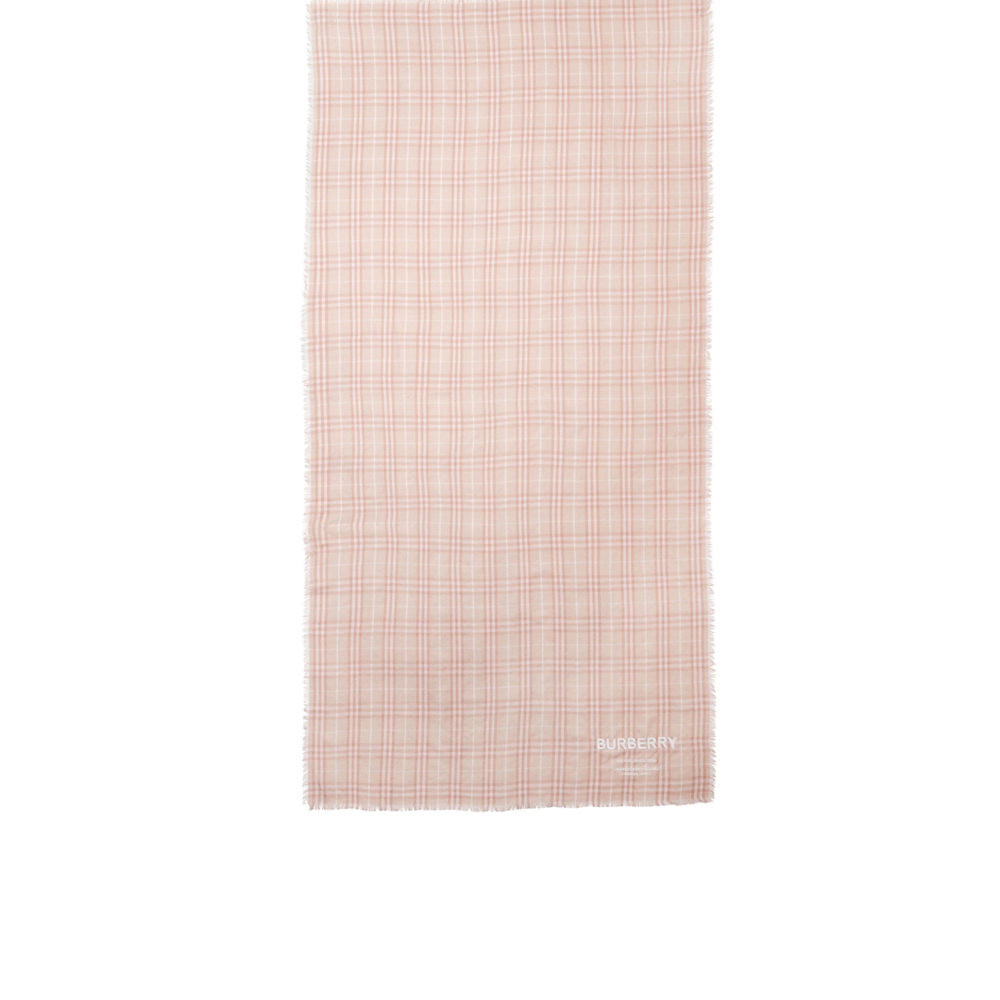 Écharpe légère en cachemire à motif Vintage check brodé - Soft Peach