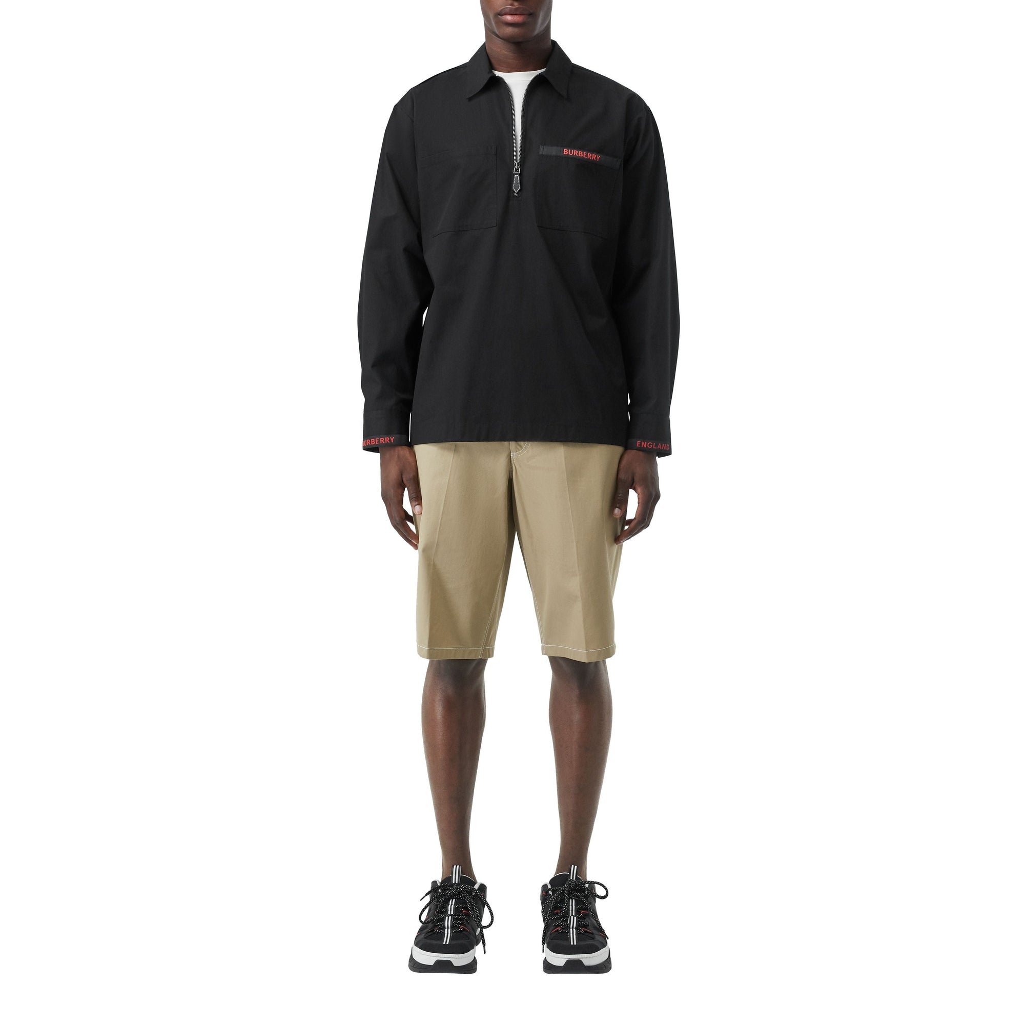 Chemise à manches courtes de style militaire à logo - Black