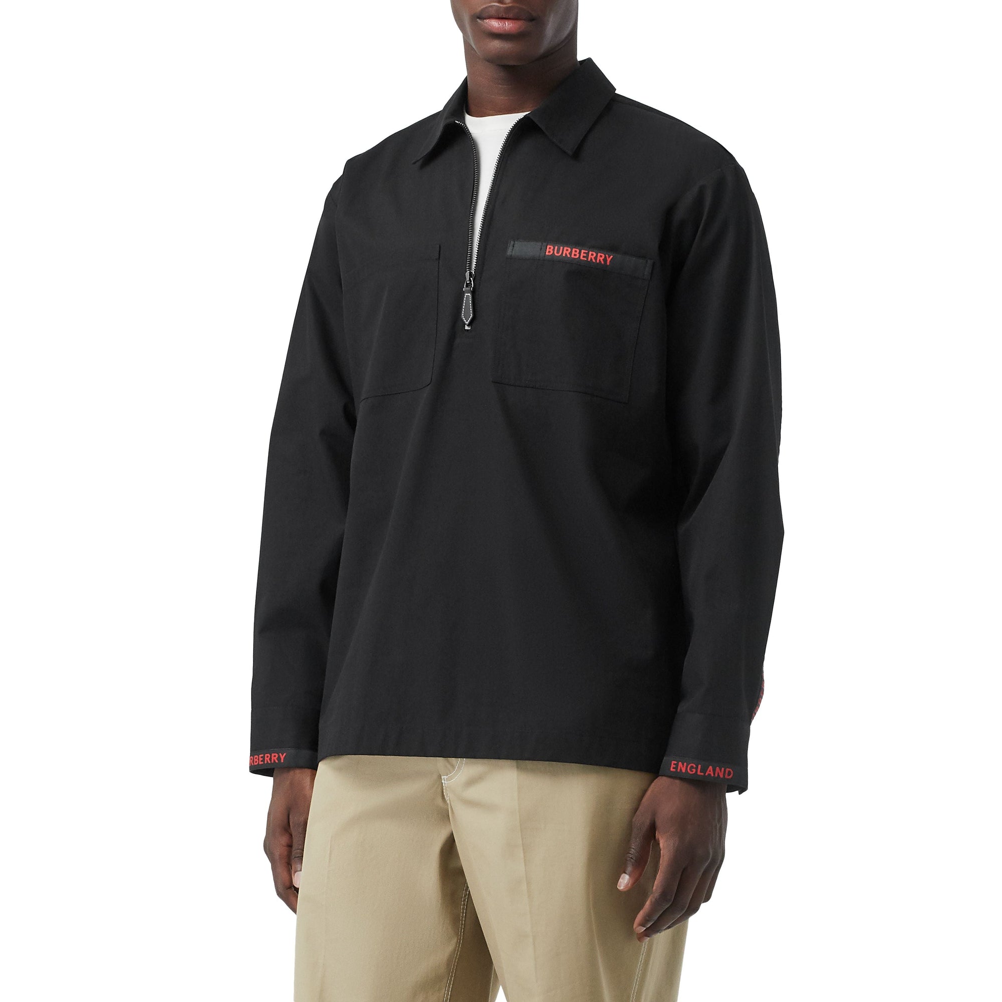 Chemise à manches courtes de style militaire à logo - Black