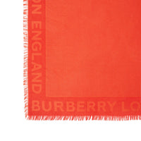 Grand carré de soie et laine en jacquard Monogram - Vermillion