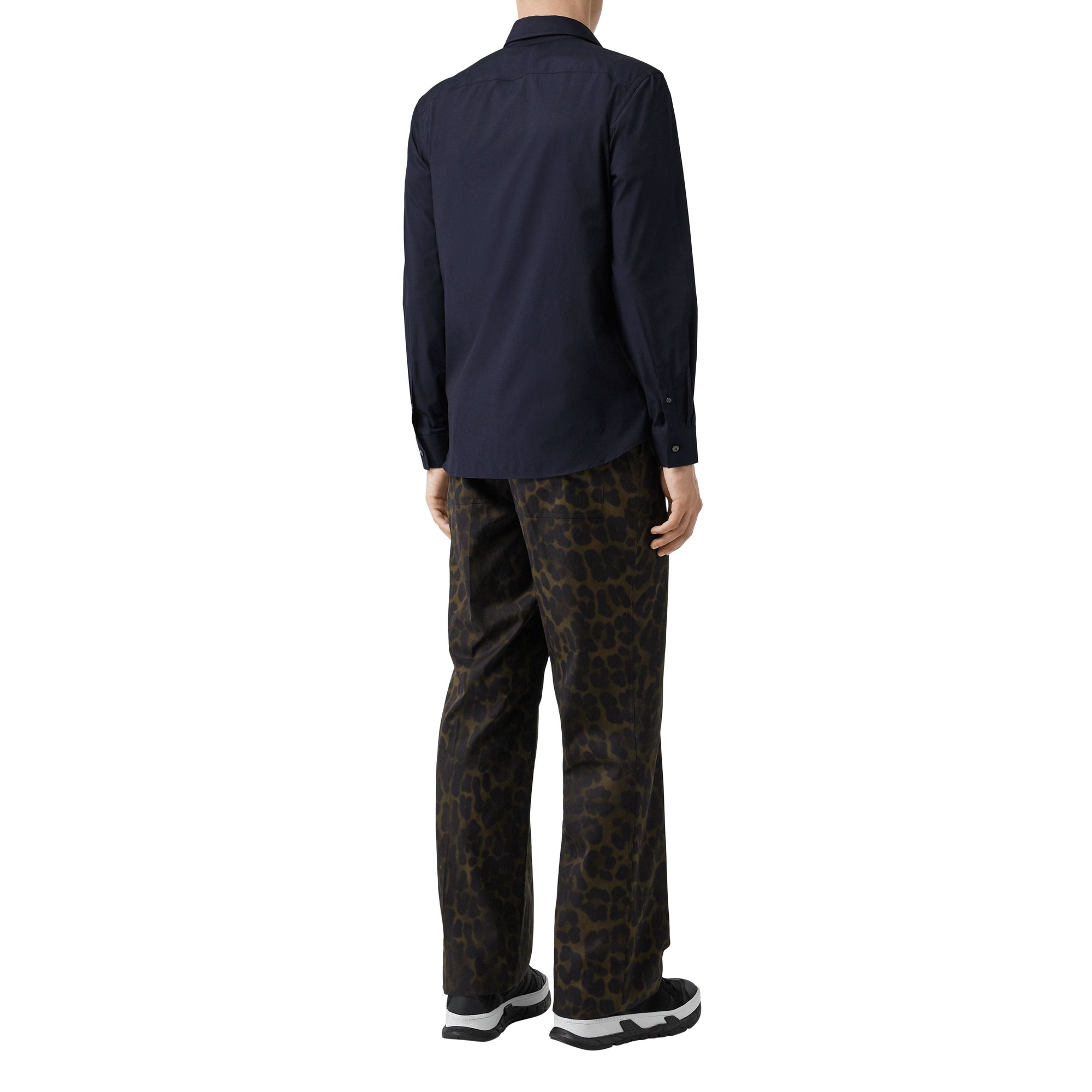Chemise en popeline de coton extensible Monogram - Navy