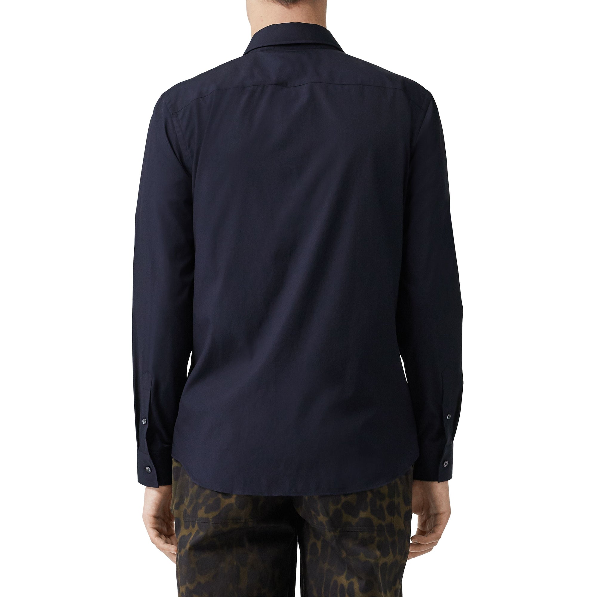 Chemise en popeline de coton extensible Monogram - Navy