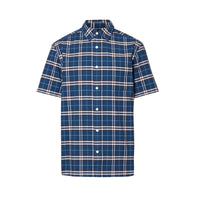 Chemise à manches courtes en coton check extensible - Steel Blue