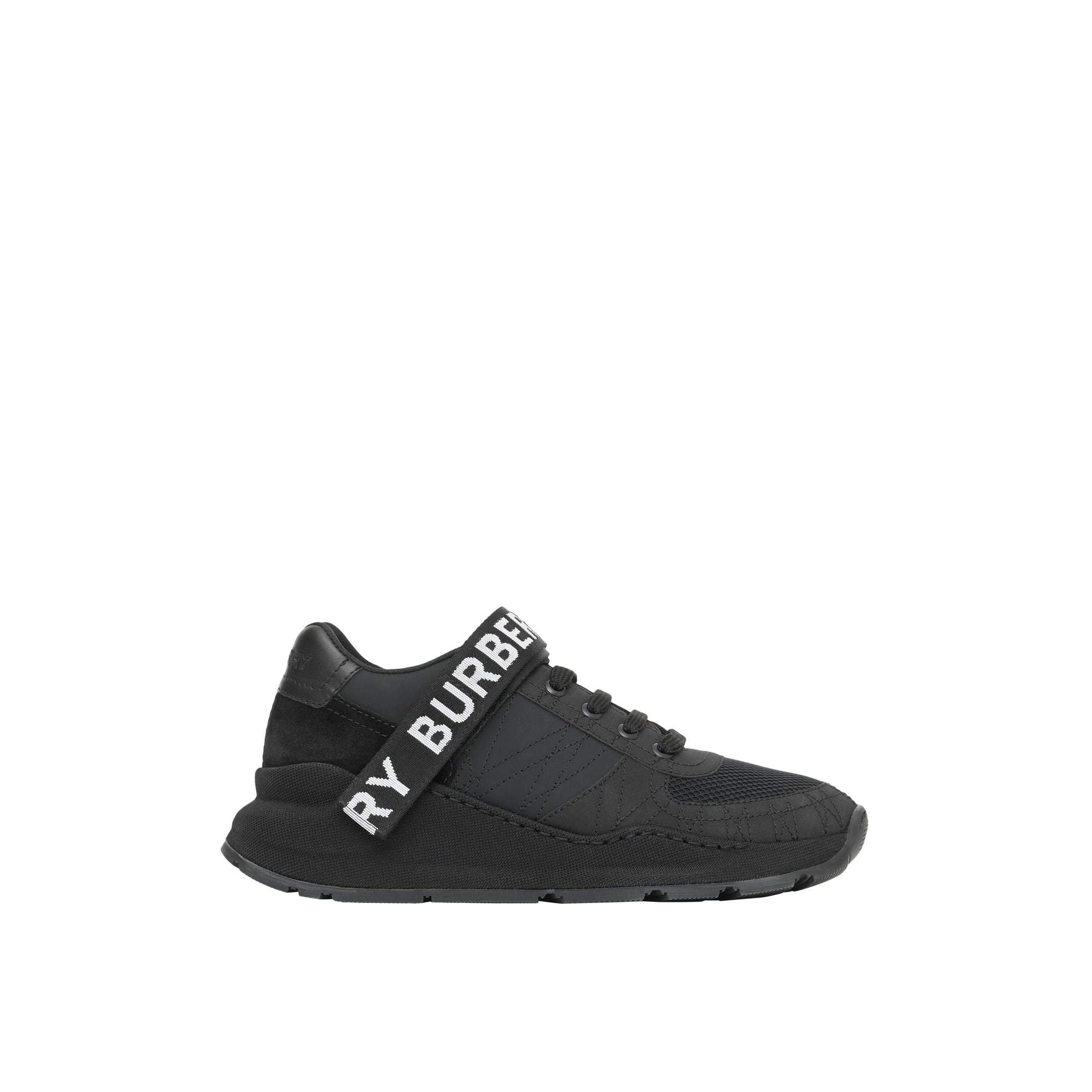 Sneakers en cuir nubuck et mesh avec logo - Black