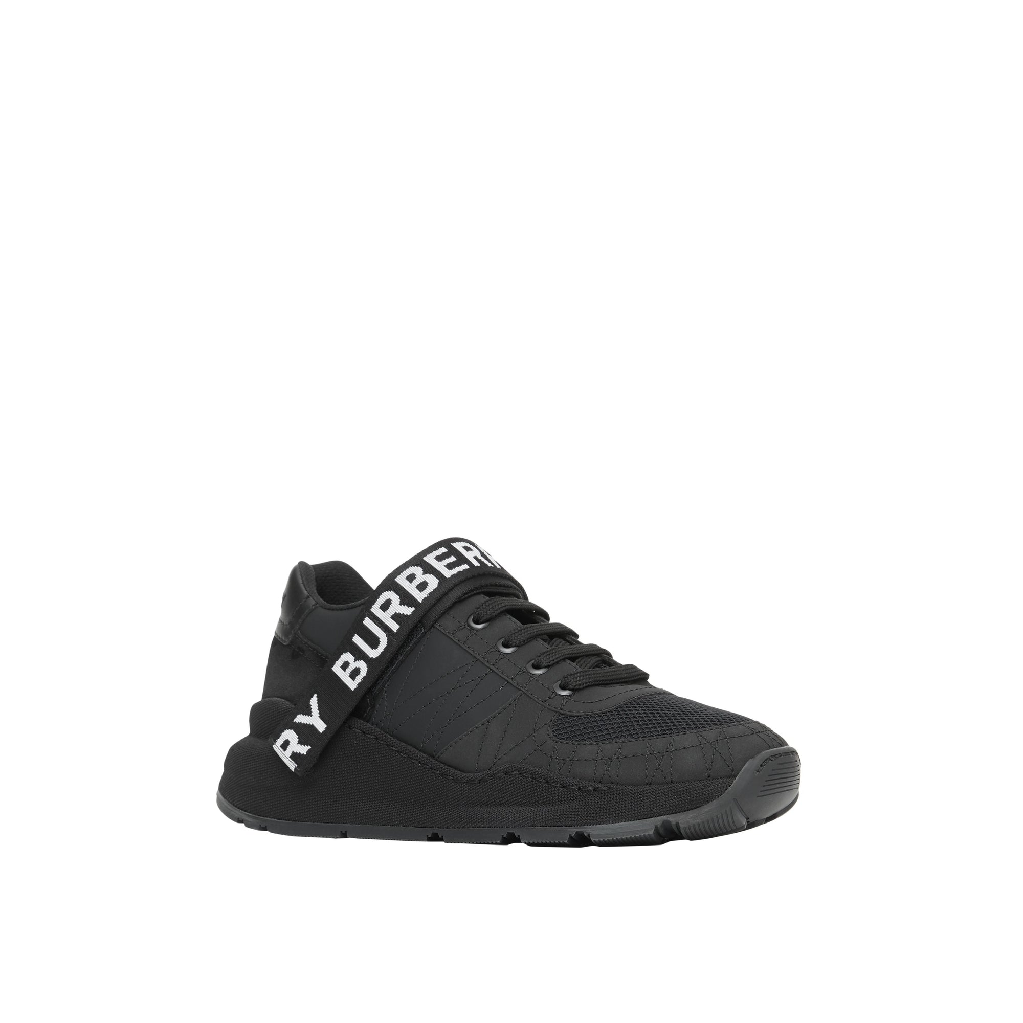 Sneakers en cuir nubuck et mesh avec logo - Black