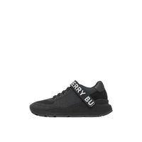 Sneakers en cuir nubuck et mesh avec logo - Black