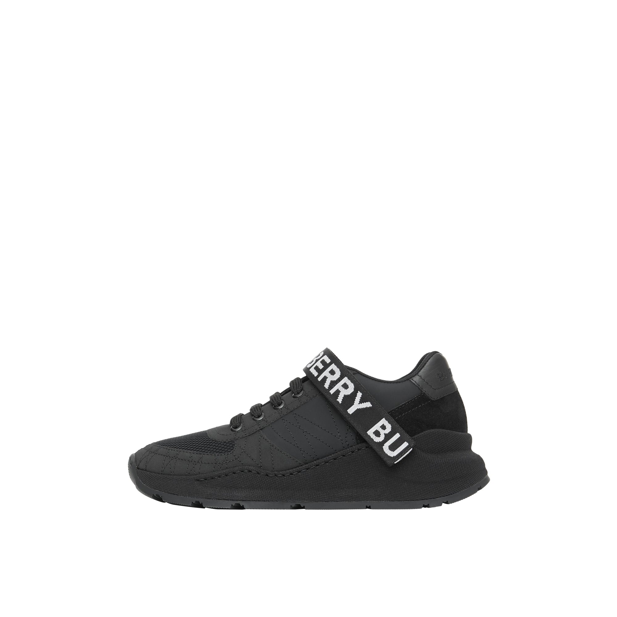 Sneakers en cuir nubuck et mesh avec logo - Black