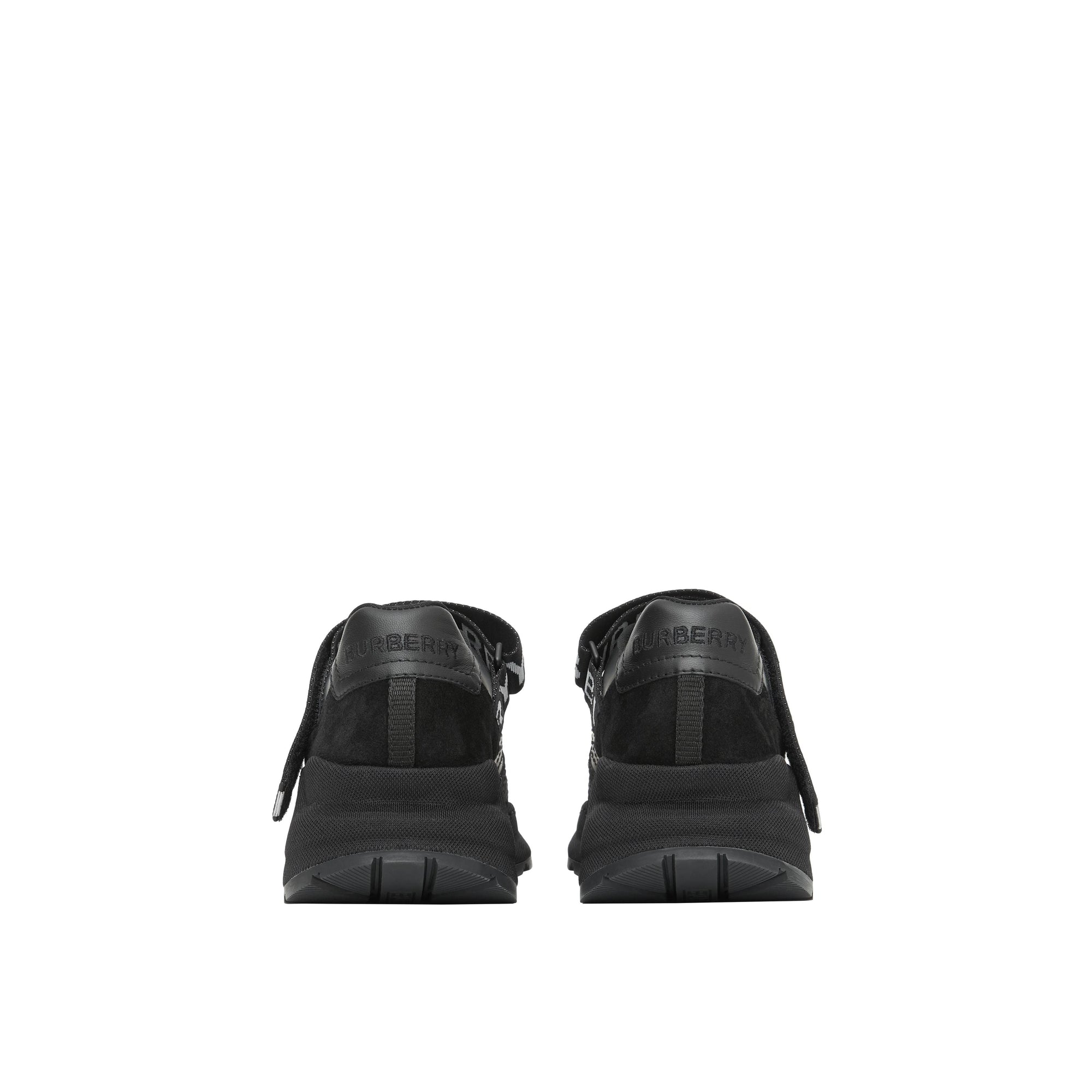 Sneakers en cuir nubuck et mesh avec logo - Black