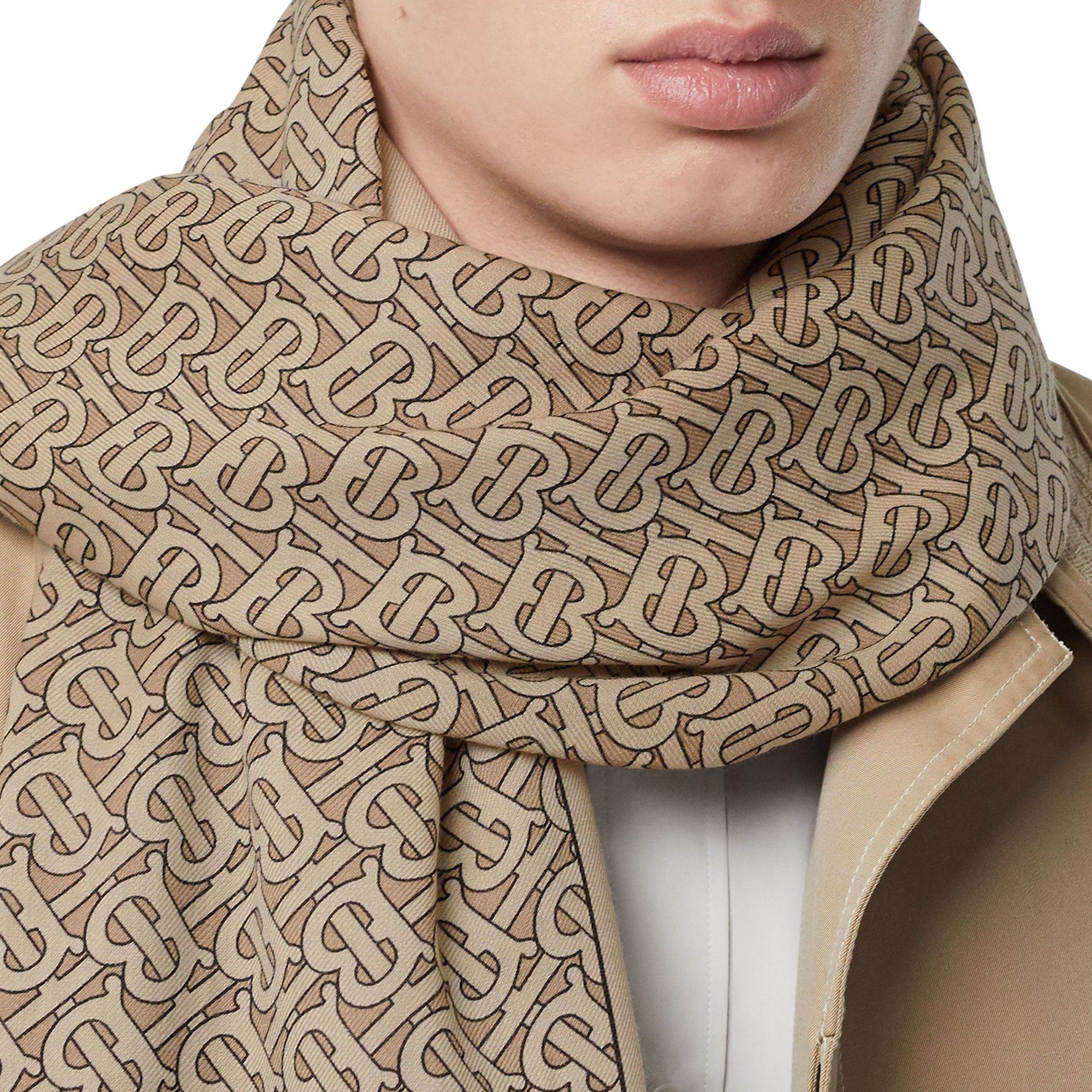 Écharpe légère en cachemire Monogram - Pale Camel
