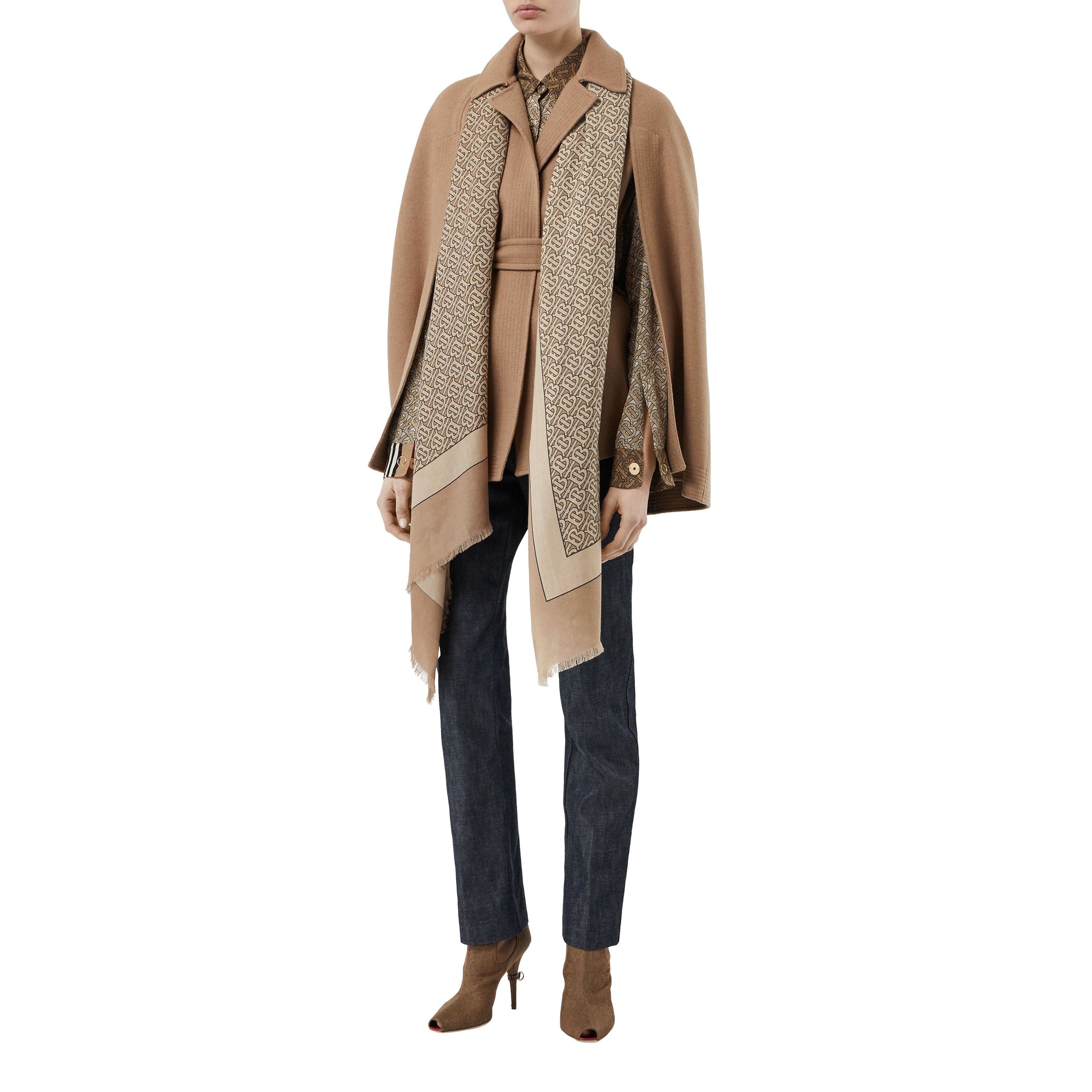 Écharpe légère en cachemire Monogram - Pale Camel