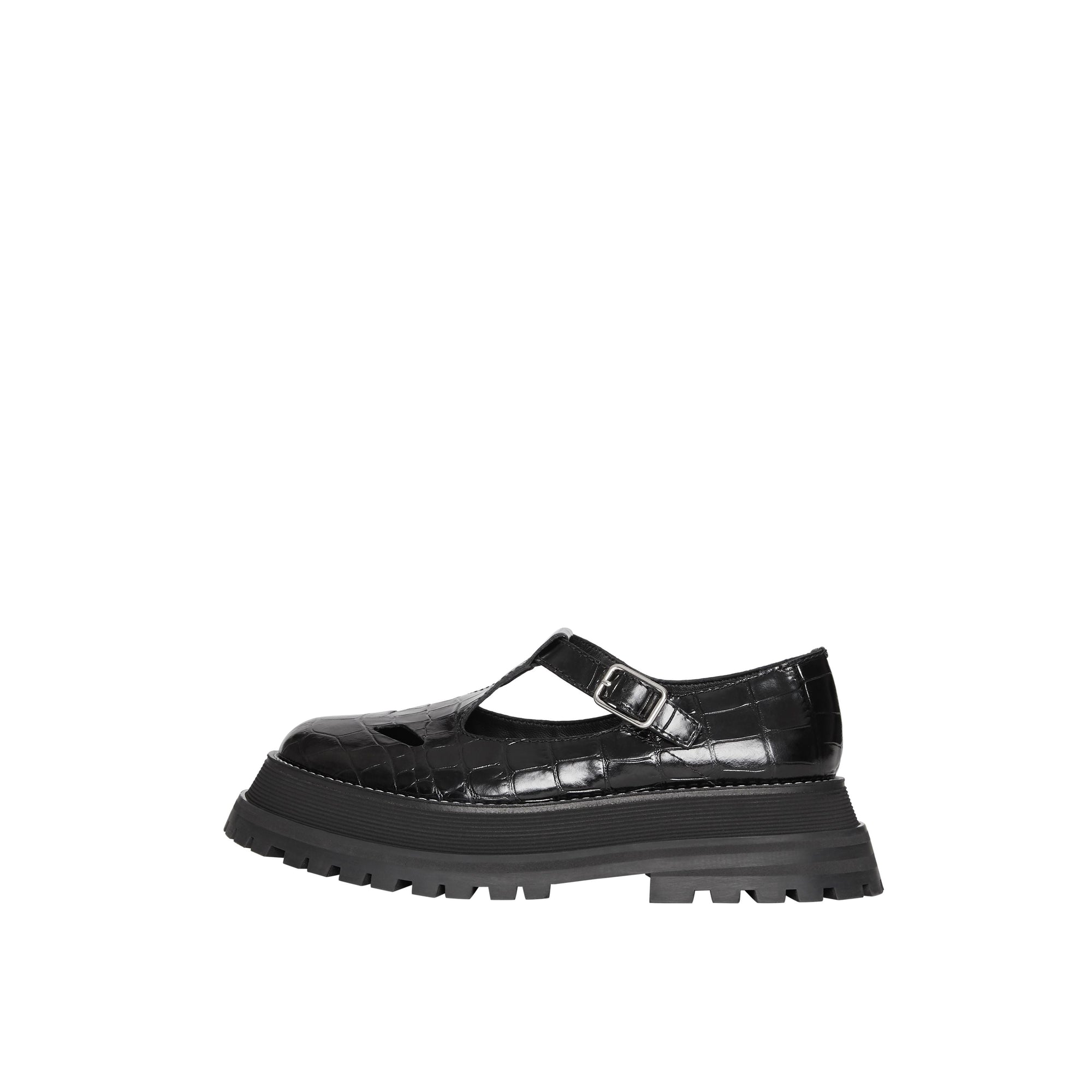 Salomés en cuir embossé - Black