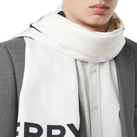 Foulard en soie à imprimé montage et logo - Monochrome