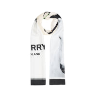 Foulard en soie à imprimé montage et logo - Monochrome