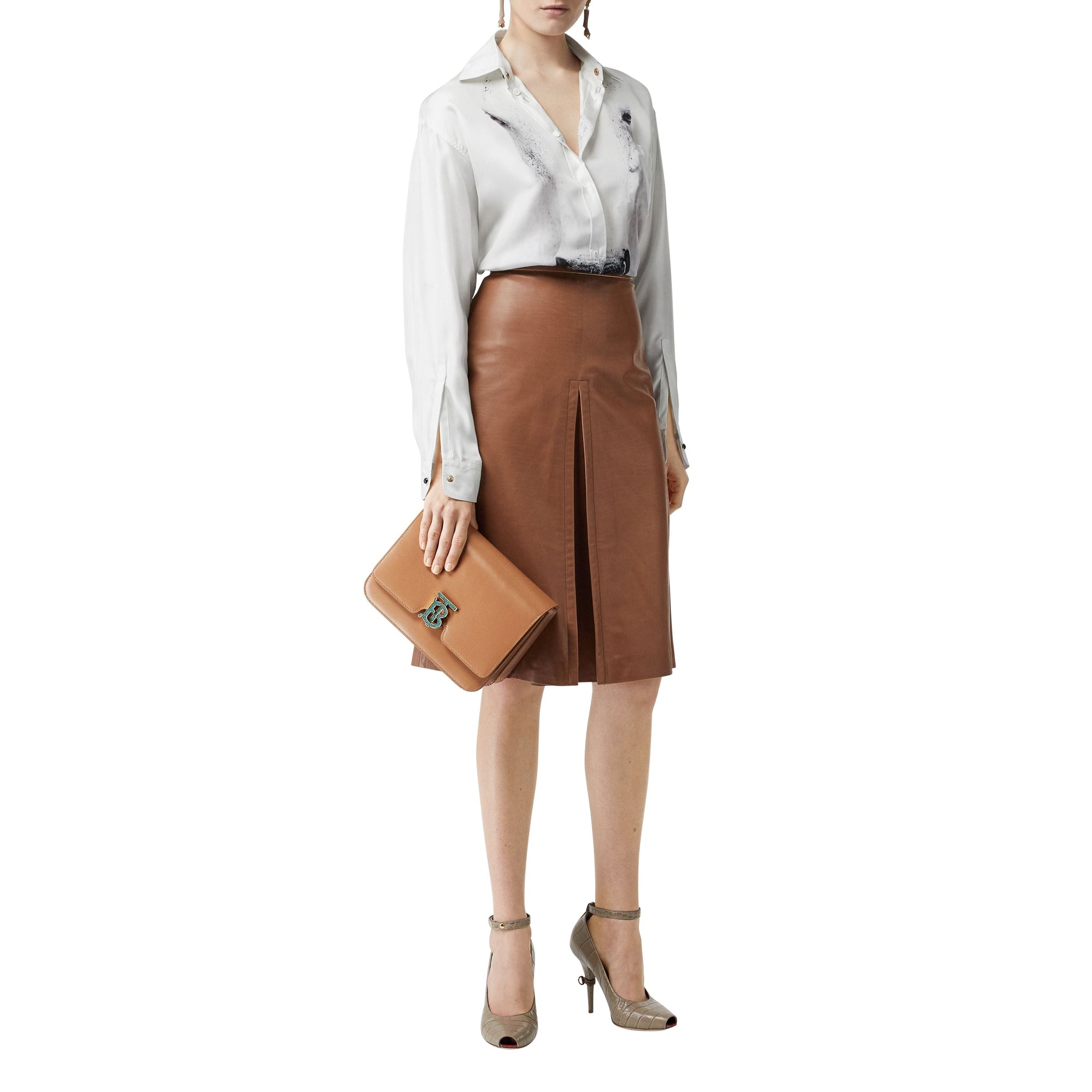 Sac TB moyen en cuir - Flaxseed