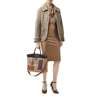 Sac à main Society en cuir et coton Vintage check - Archive Beige