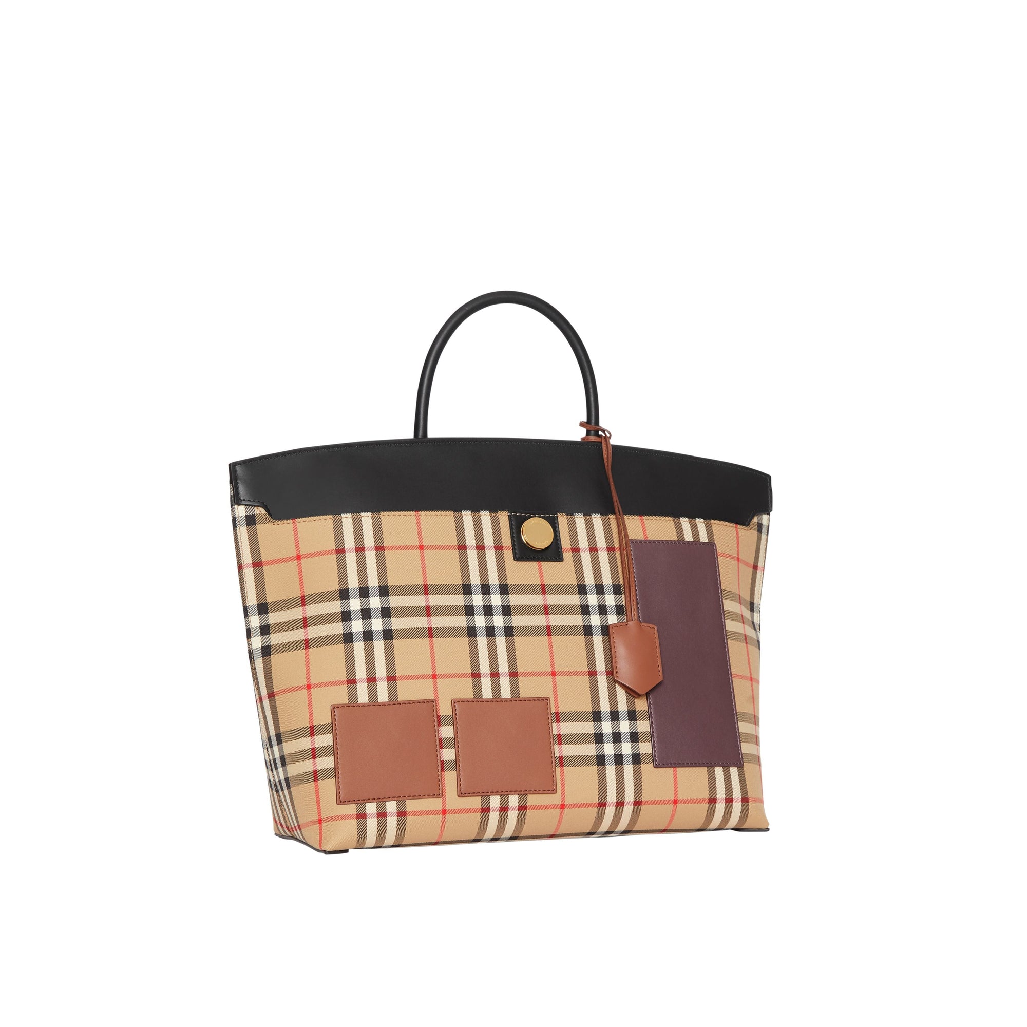Sac à main Society en cuir et coton Vintage check - Archive Beige