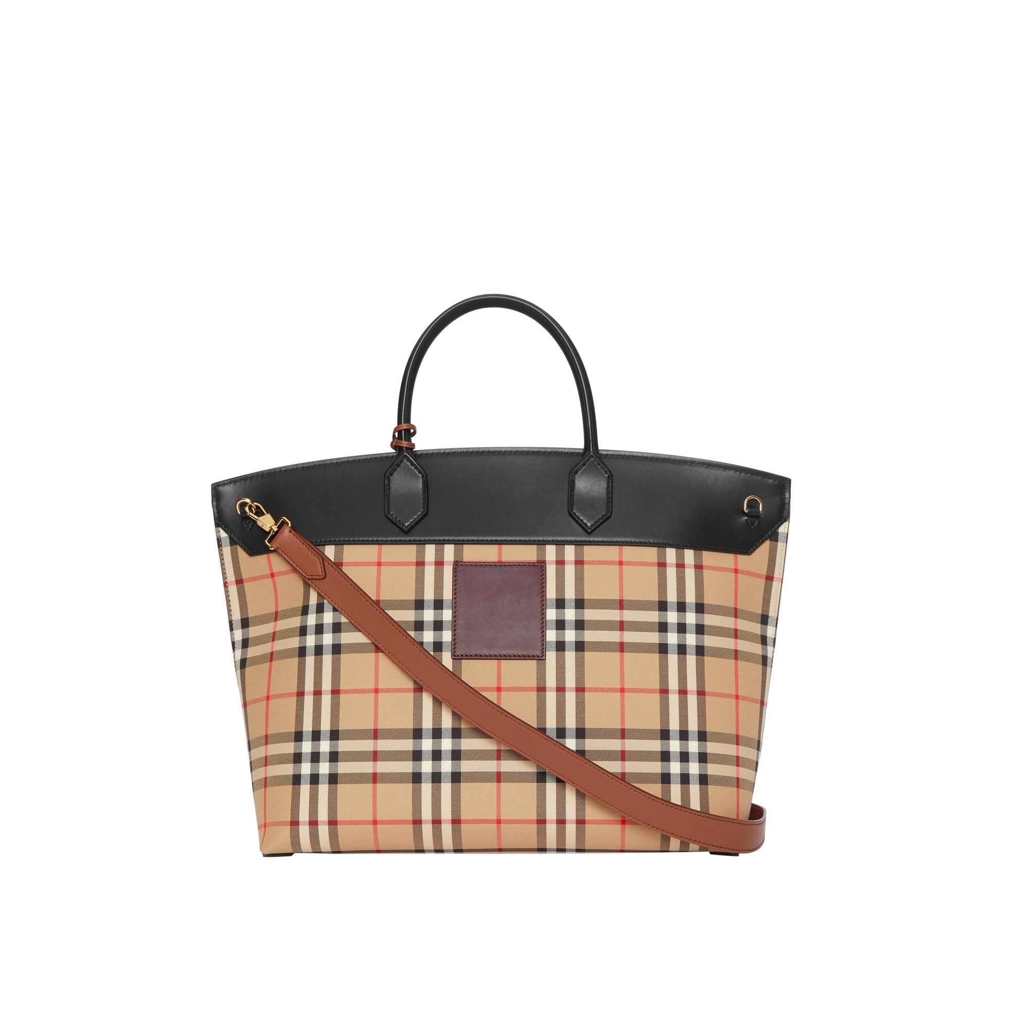 Sac à main Society en cuir et coton Vintage check - Archive Beige