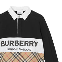 Polo à manches longues avec check et logo - Black