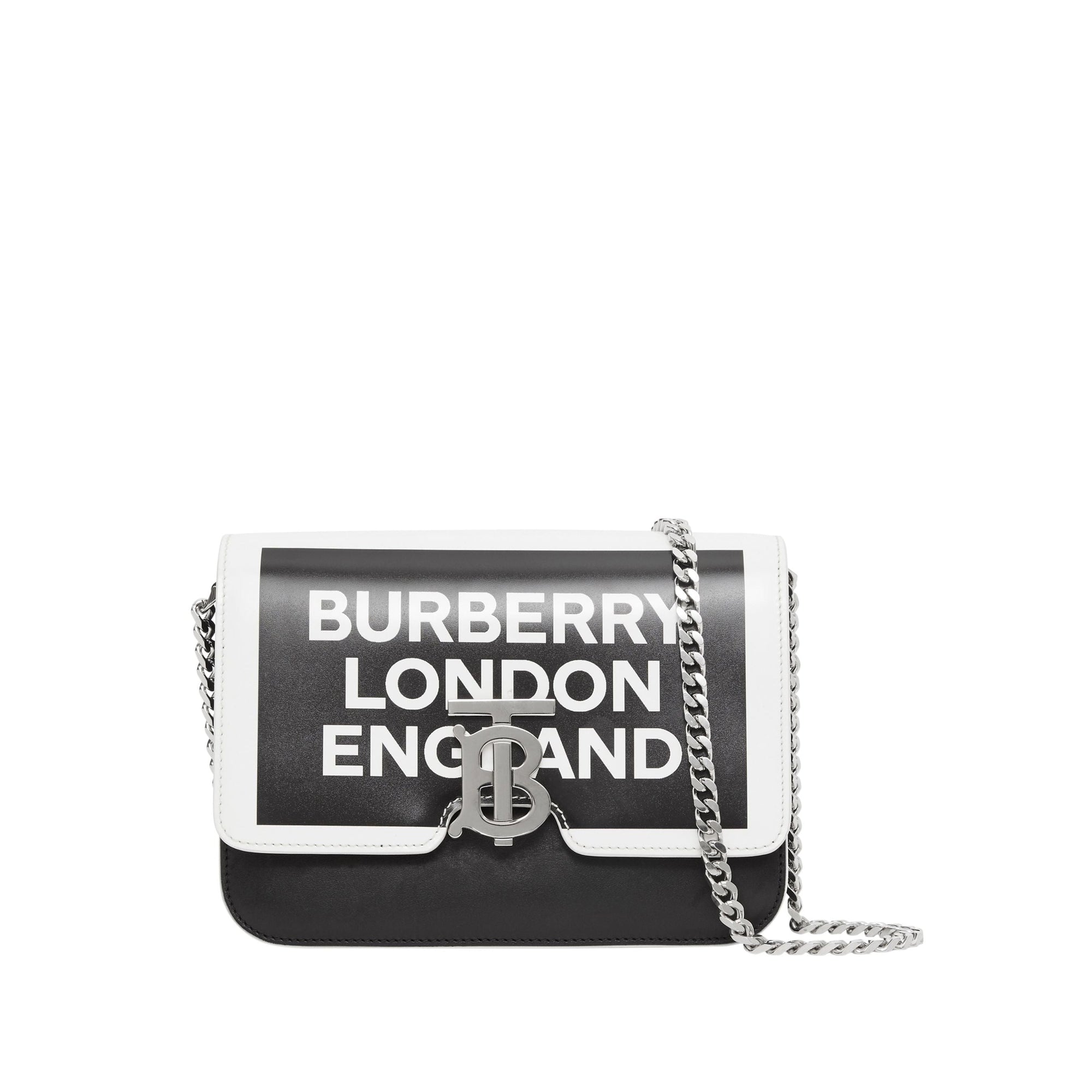 Petit sac TB en cuir avec logo - Black & White