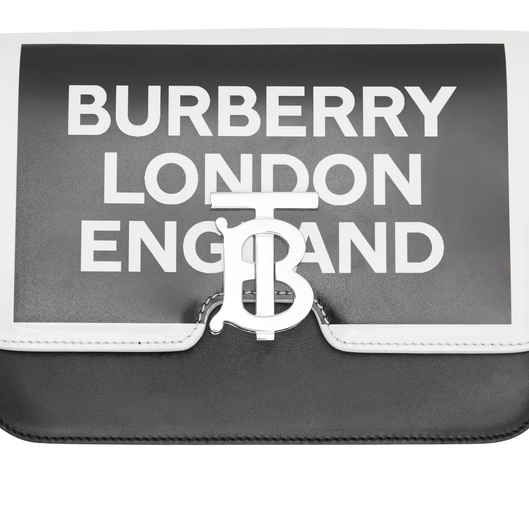 Petit sac TB en cuir avec logo - Black & White
