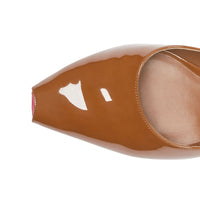 Escarpins à bout ouvert et talon kitten-heel en cuir verni - Tan