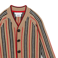 Cardigan en laine et cachemire à rayures iconiques - Archive Beige