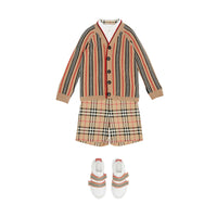 Cardigan en laine et cachemire à rayures iconiques - Archive Beige