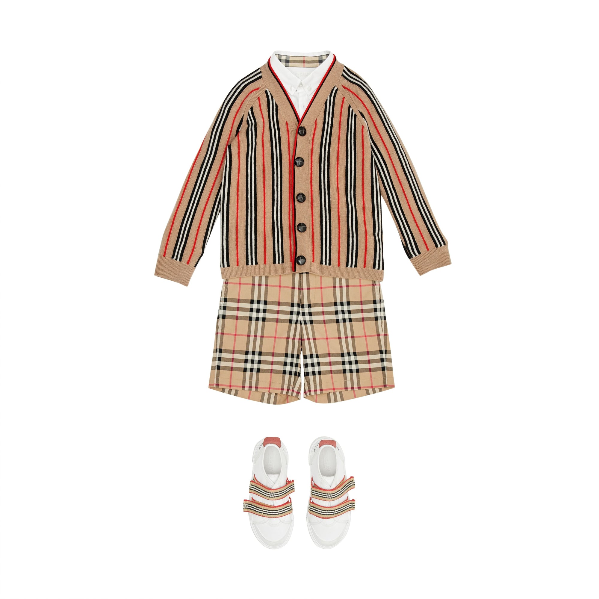 Cardigan en laine et cachemire à rayures iconiques - Archive Beige