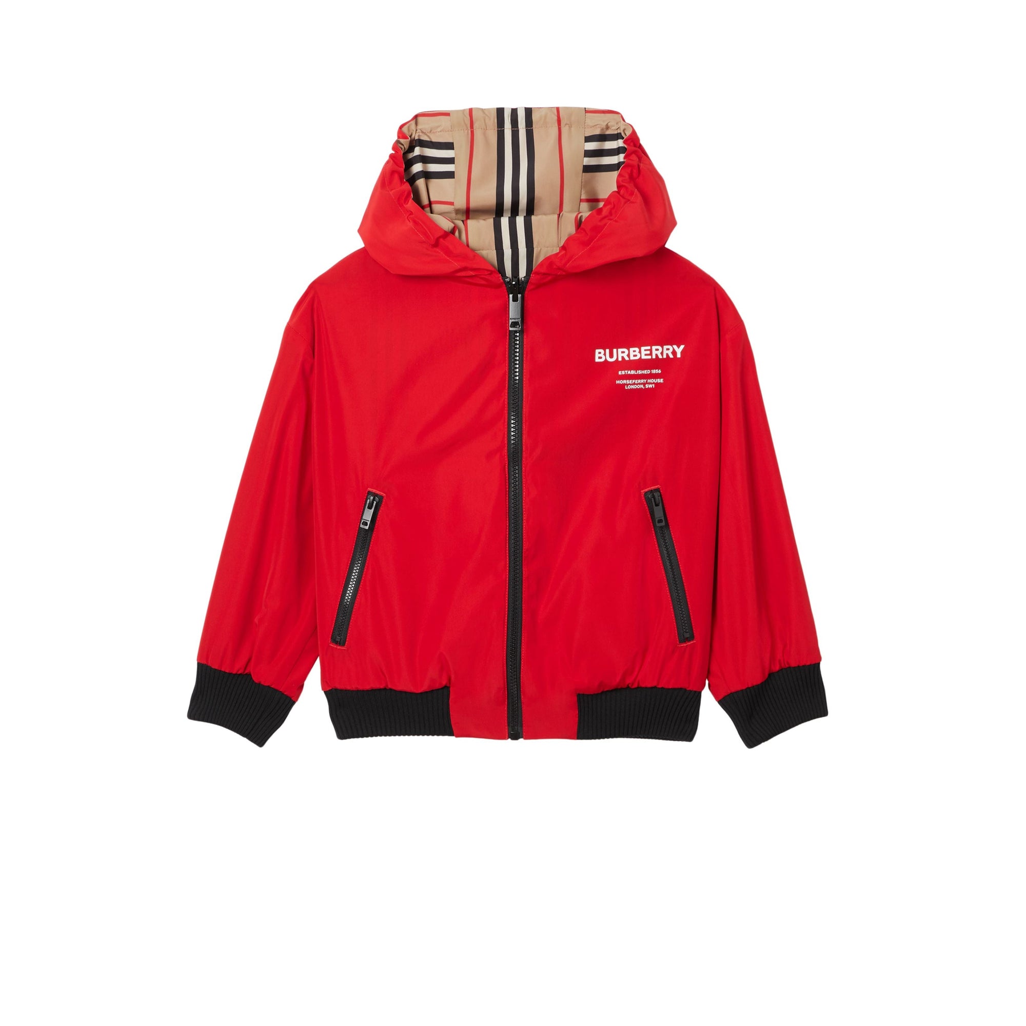 Veste à capuche réversible avec rayures iconiques - Bright Red