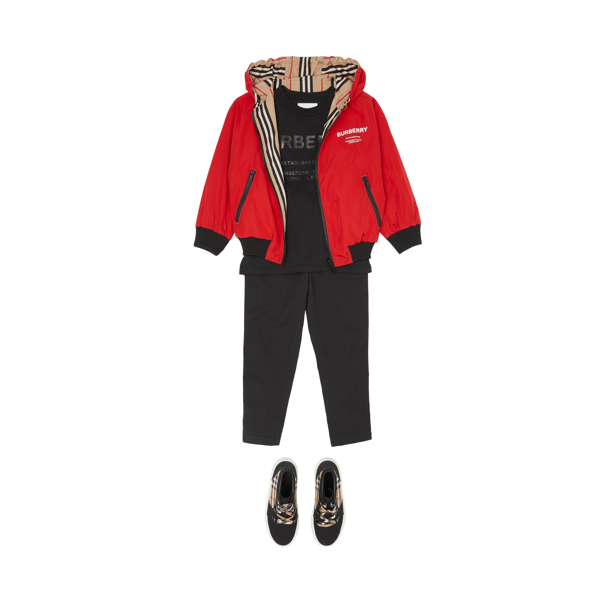 Veste à capuche réversible avec rayures iconiques - Bright Red