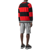 Sweat-shirt en coton à rayures rugby - Bright Red Stripe