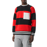 Sweat-shirt en coton à rayures rugby - Bright Red Stripe