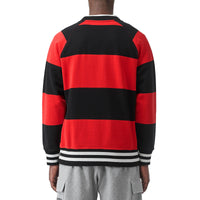 Sweat-shirt en coton à rayures rugby - Bright Red Stripe