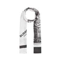 Foulard ultrafin en soie à imprimé Portrait victorien - Grey