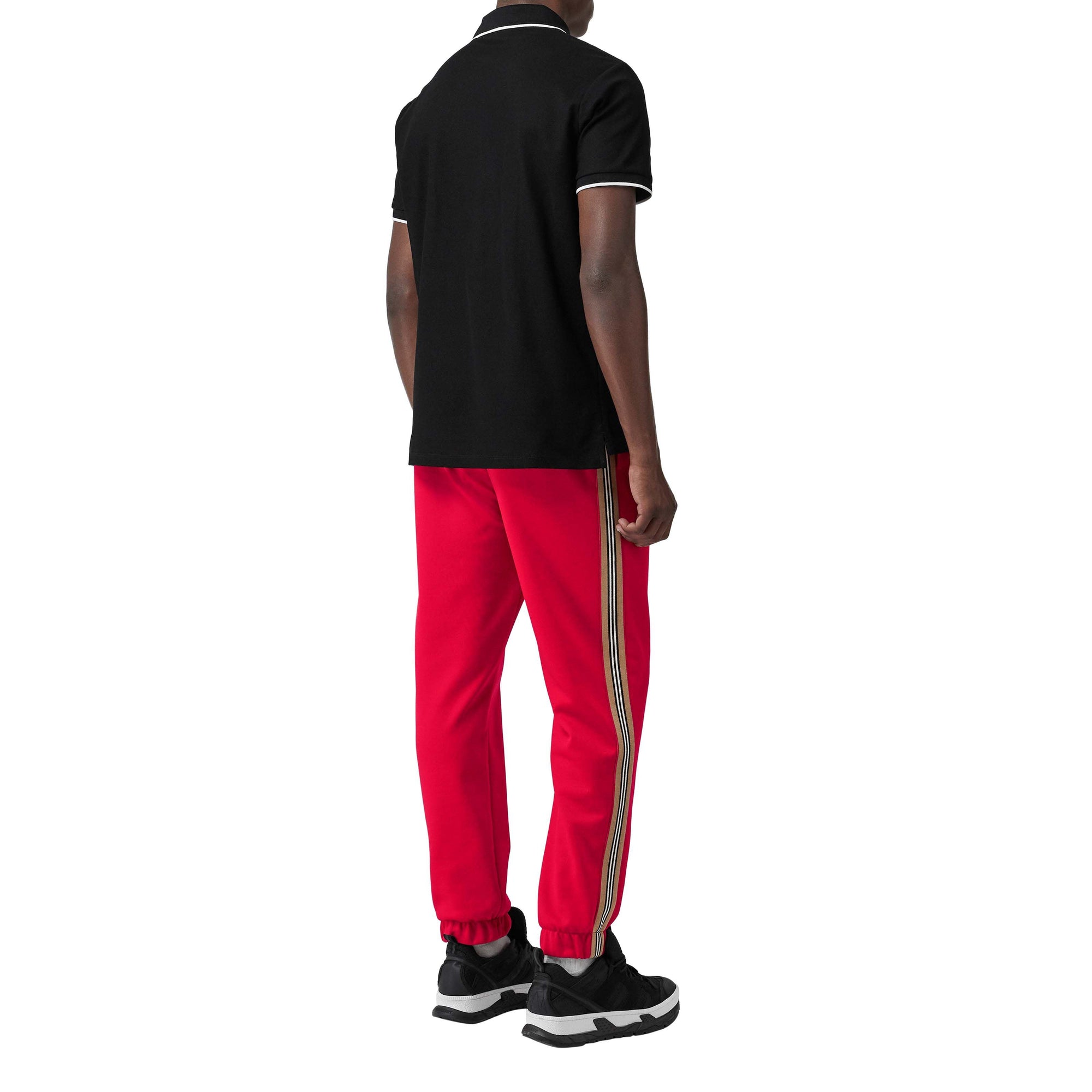 Polo à col en pointe en piqué de coton Monogram - Black