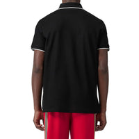 Polo à col en pointe en piqué de coton Monogram - Black