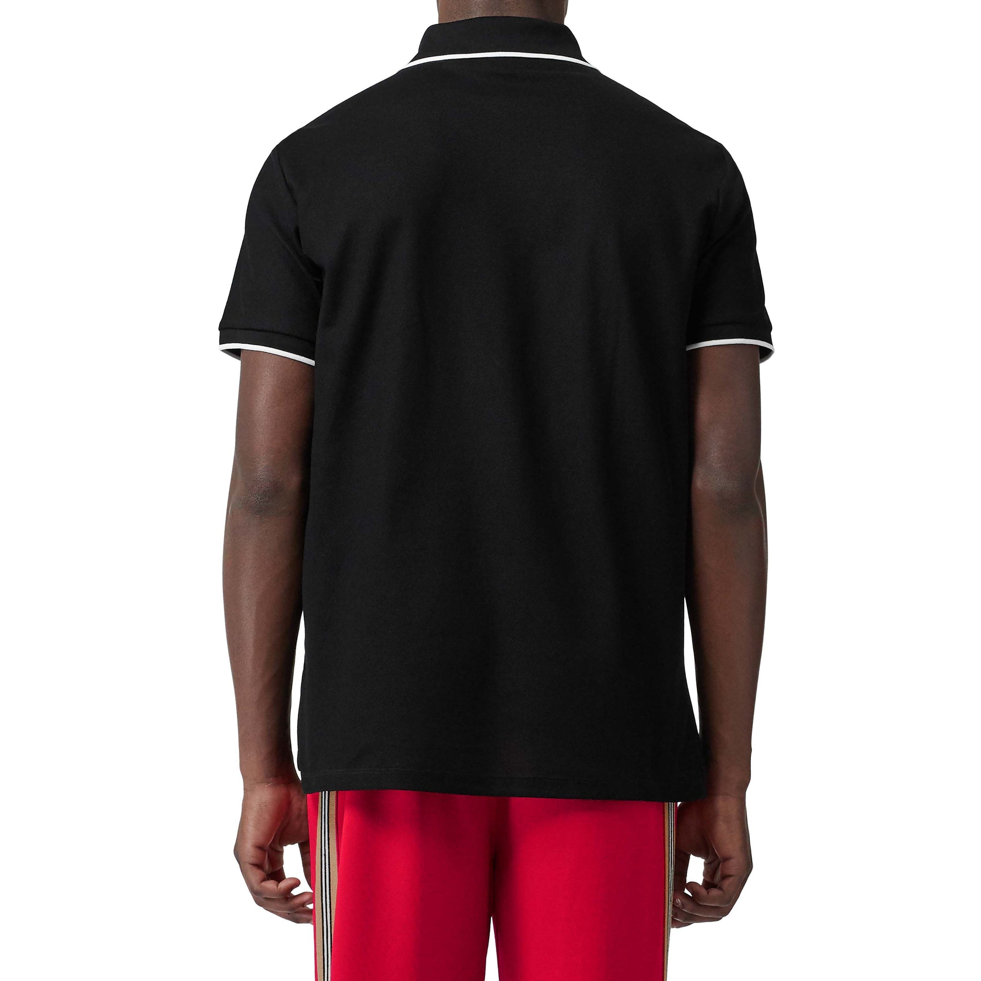 Polo à col en pointe en piqué de coton Monogram - Black