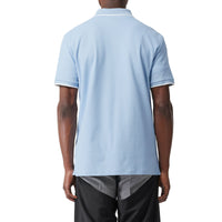 Polo à col en pointe en piqué de coton Monogram - Pale Blue