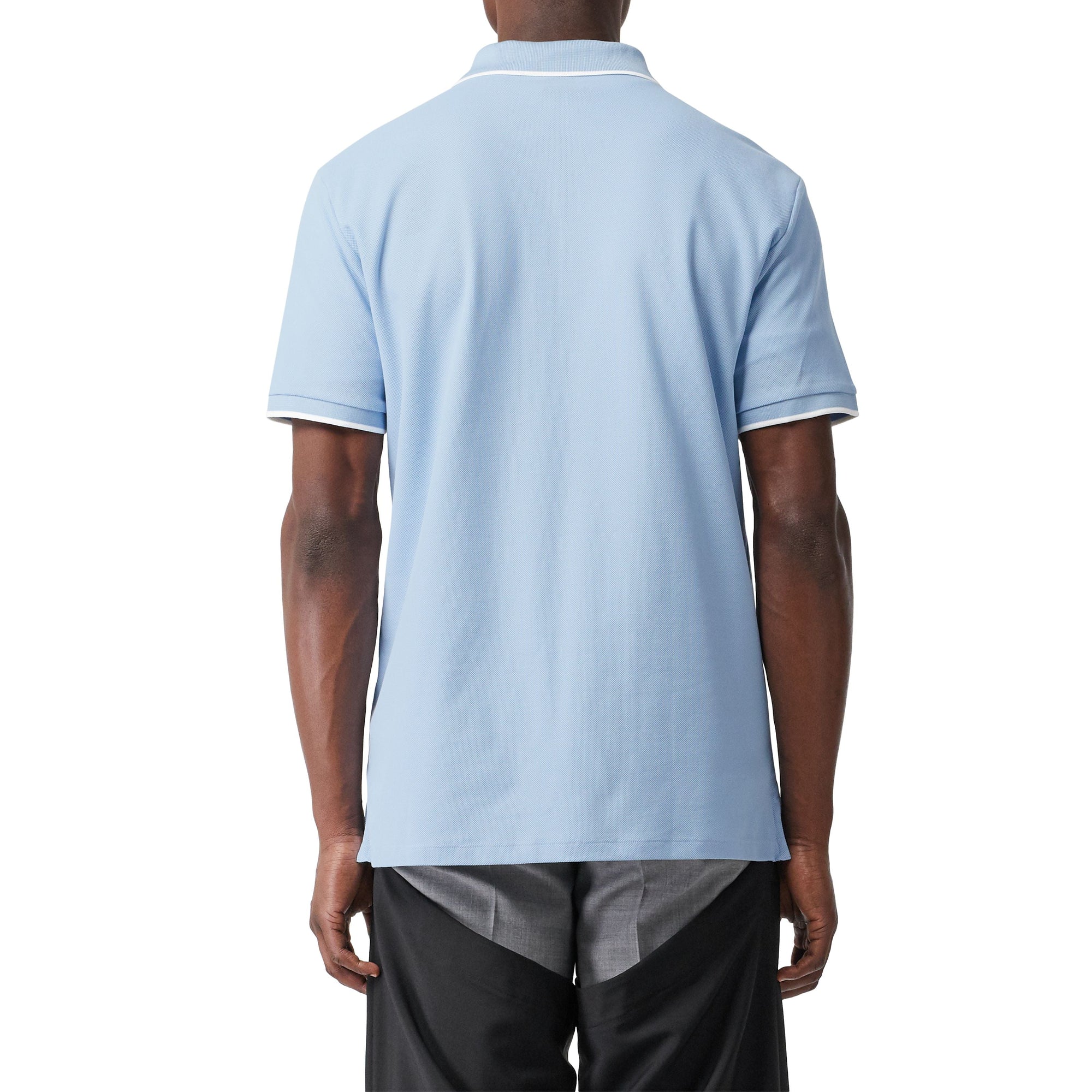 Polo à col en pointe en piqué de coton Monogram - Pale Blue