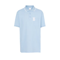 Polo à col en pointe en piqué de coton Monogram - Pale Blue