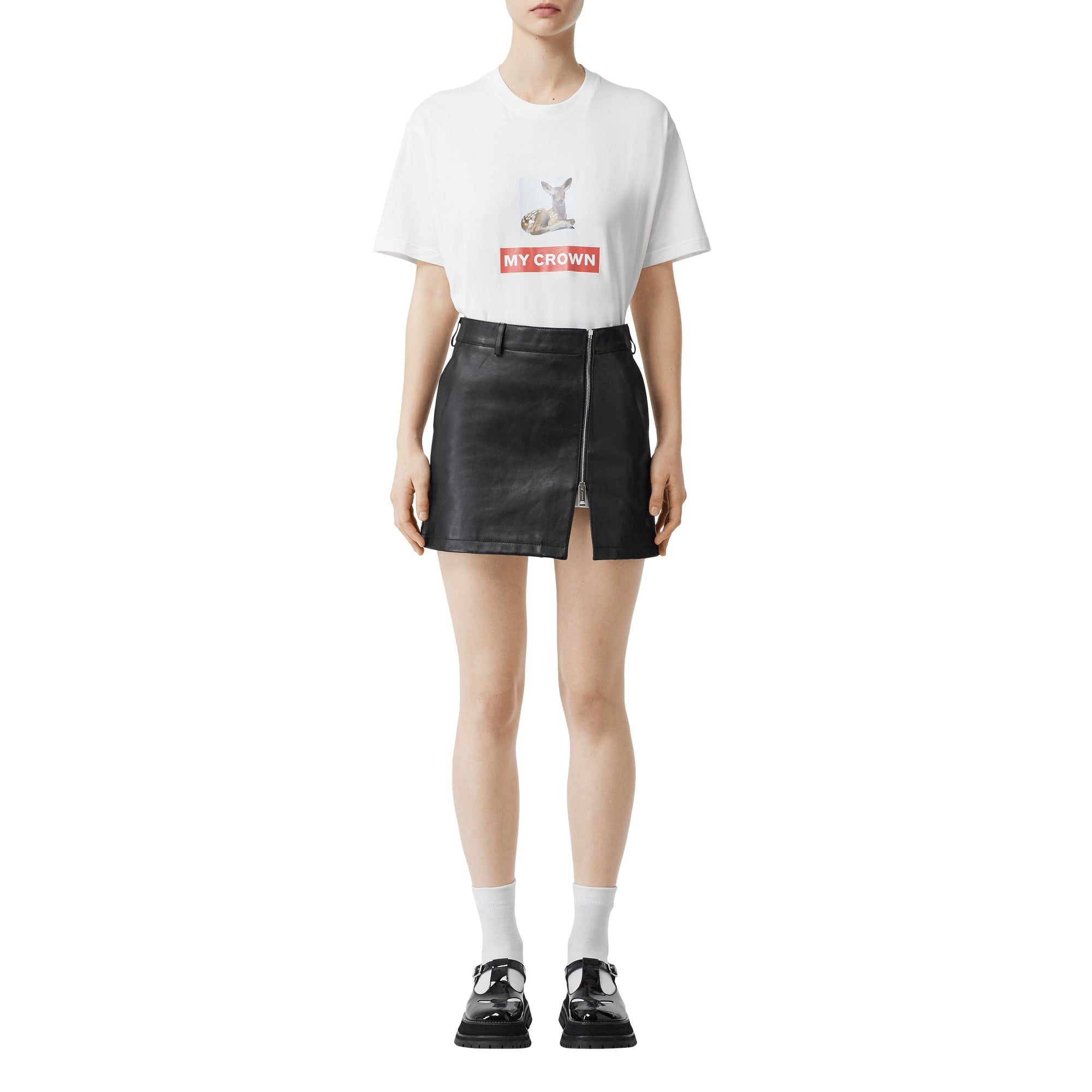 T-shirt oversize en coton à imprimé montage - White