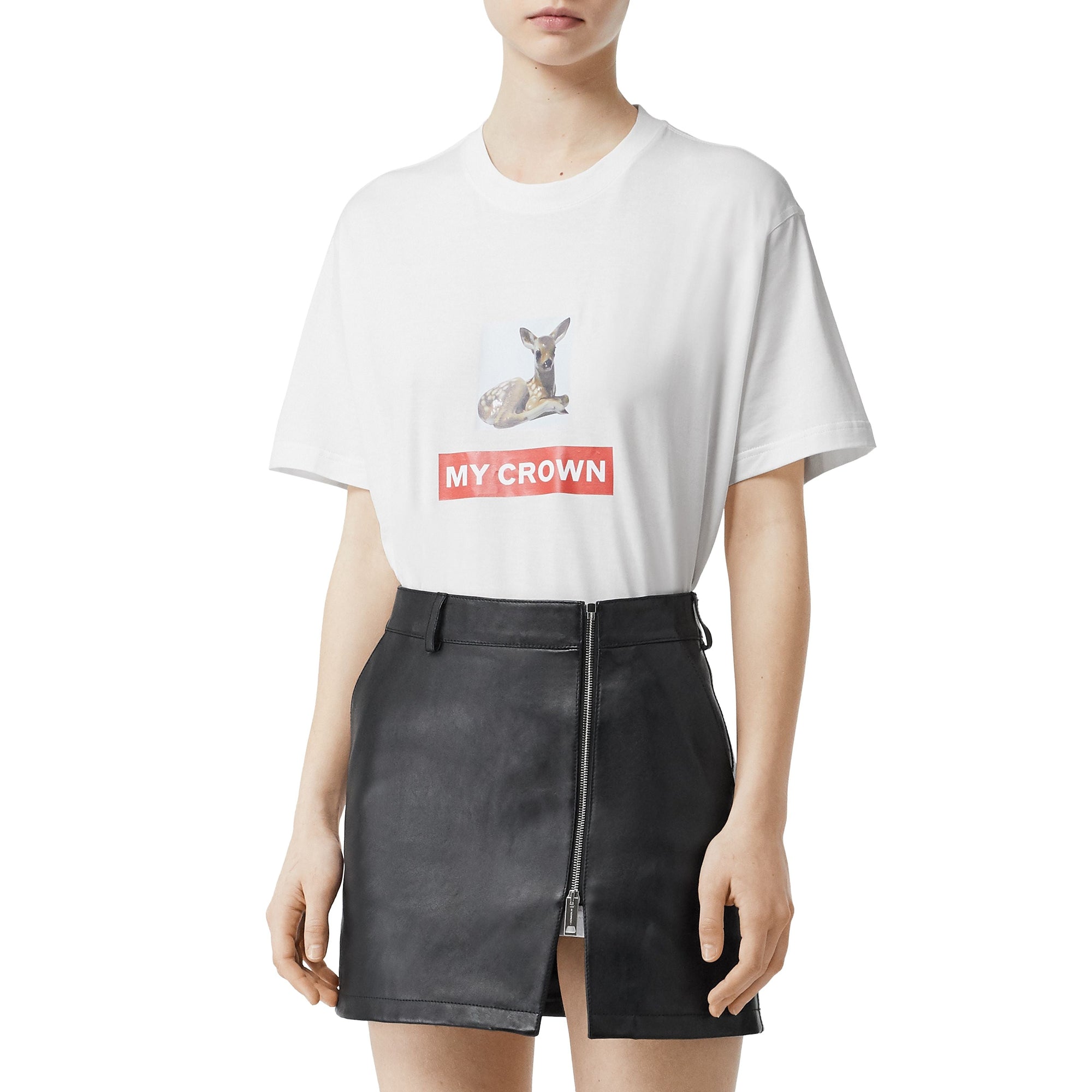 T-shirt oversize en coton à imprimé montage - White