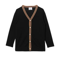 Cardigan en laine avec rayures iconiques - Black