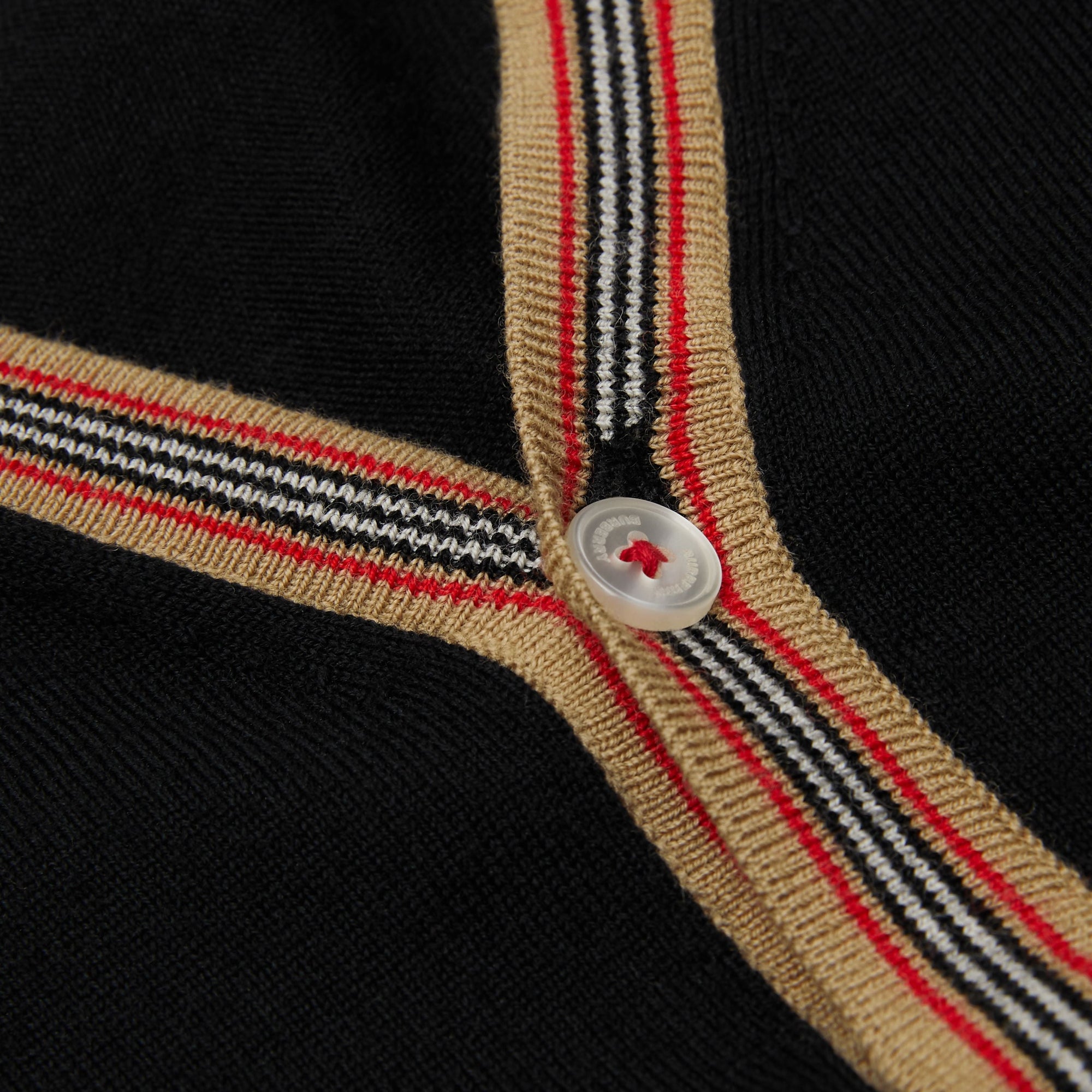 Cardigan en laine avec rayures iconiques - Black