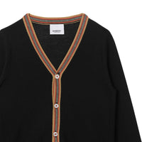 Cardigan en laine avec rayures iconiques - Black