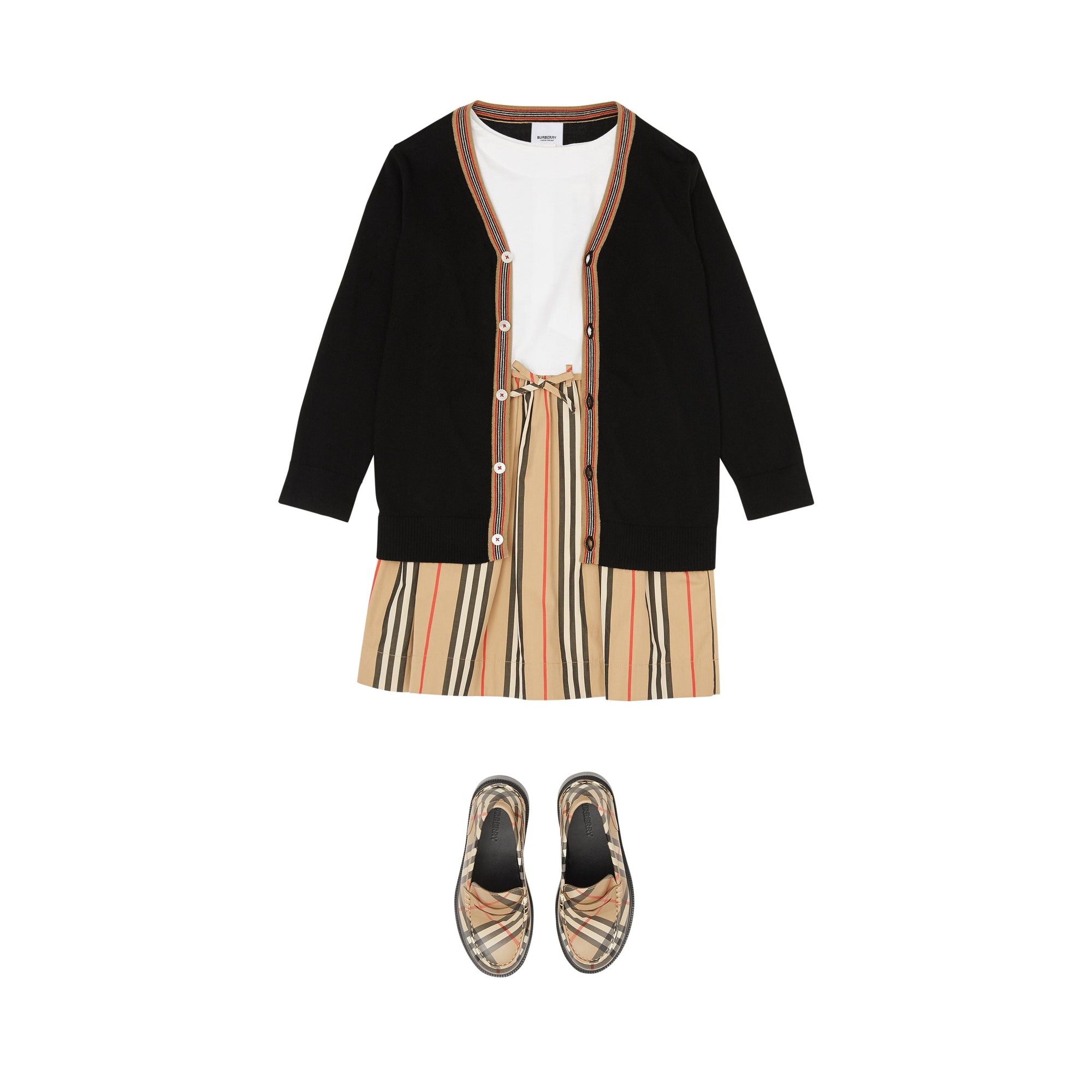 Cardigan en laine avec rayures iconiques - Black